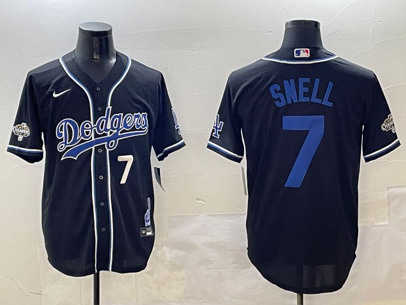 Men Los Angeles Dodgers #7 Snell Black Fashion Game 2025 Nike MLB Jersey style 30615